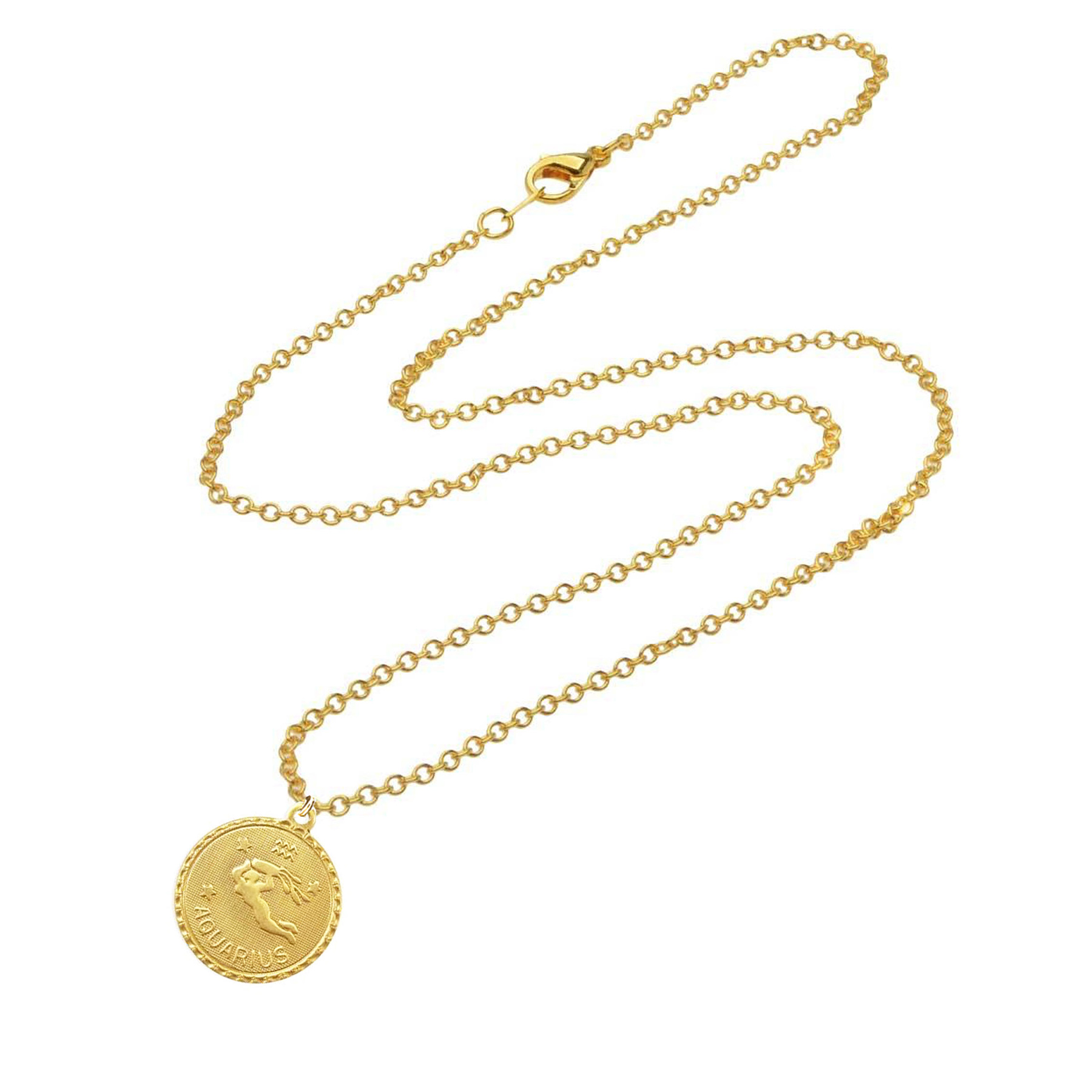 Aquarius Zodiac Necklace - Gold - Ellen Hunter NYC - Luxury Jewelry