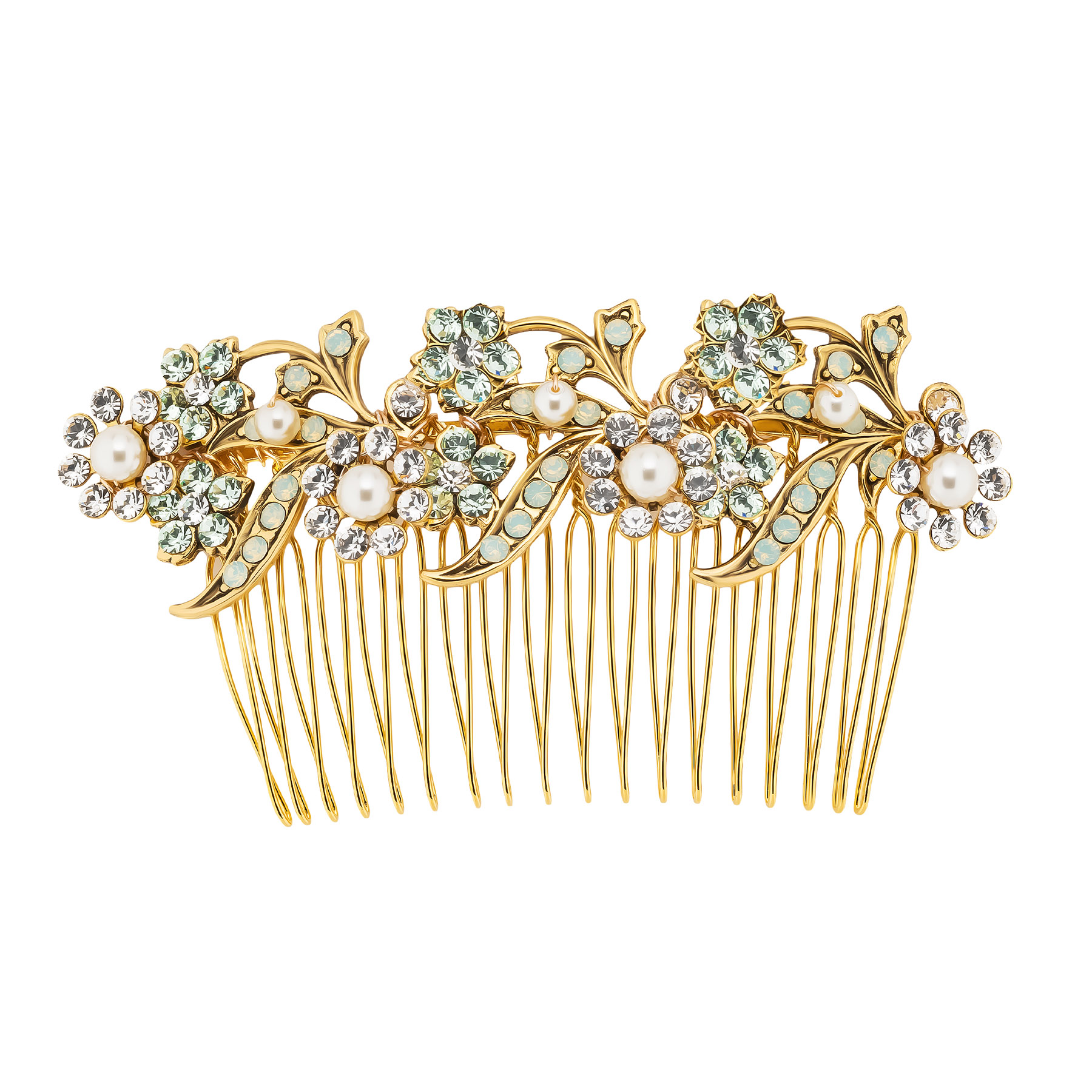 Alina Comb - Gold - Multi-colored - Ellen Hunter NYC - Luxury Bridal Jewelry